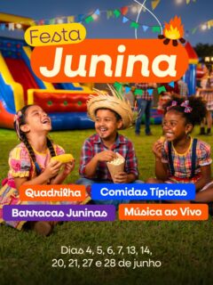 ‼️ Festa Junina no Família no Parque ‼️

Venha aproveitar a festa junina do Família no Parque durante o mês de junho 😍!

🎼 Teremos banda ao vivo com repertório típico para animar o público e participar da quadrilha do Família no Parque.

👯‍♀️ Programação repleta de brincadeiras gratuitas com recreadores caracterizados e animados como corrida de saco, batata quente, corrida de carrinho de mão, cabo de guerra, dança da laranja e passa chapéu, tudo com muita interação e animação.

🏆 Barracas com as tradicionais brincadeiras juninas, estas pagas, como: argola, frango na panela, boca do palhaço, pescaria e tiro ao alvo.

🍿 E não poderia faltar opções gastronômicas com as comidas típicas juninas como milho, canjica, arroz doce, pipoca, espetinho, cachorro quente, vinho quente, quentão e muito mais.

🎯 Para brincar teremos bungee trampolim 🎪, infláveis, jacaré 🦎, tobogã 🛝, parque de trampolins, , jetboat 🚤, tirolesa, futebol de sabão 🫧 e gigante ⚽️, área kids 👶🏾👶🏻👶🏼, hippo e muito mais!

🗓Data: 4,5,6,7, 13,14, 20,21, 27,28 de junho (sábados, domingos e feriados)
⏰Horário: das 10 às 18h 
📍Parque Villa Lobos - Av. Prof. Fonseca Rodrigues, 2001 - Alto de Pinheiros, São Paulo - SP, 05461-010

Programação:
11h- Brincadeira Juninas
11h30- Quadrilha com música ao vivo 
13h- Brincadeira Juninas e Desfile Caipira
14h- Brincadeira Juninas
14h30- Quadrilha com música ao vivo
16h- Brincadeira Juninas e Desfile Caipira
16h30- Quadrilha com música ao vivo

‼️ Entrada GRATUITA‼️
💰Atrações a partir de R$ 10,00
❤️Vip Pass - R$ 150 por pessoa

💳 Ativação do cartão de consumo R$5,00 (após utilizar pode trocar por R$5,00 ou por 1 água).
É possível baixar o APP da Zig, comprar por lá e entrar nas atrações com o celular.